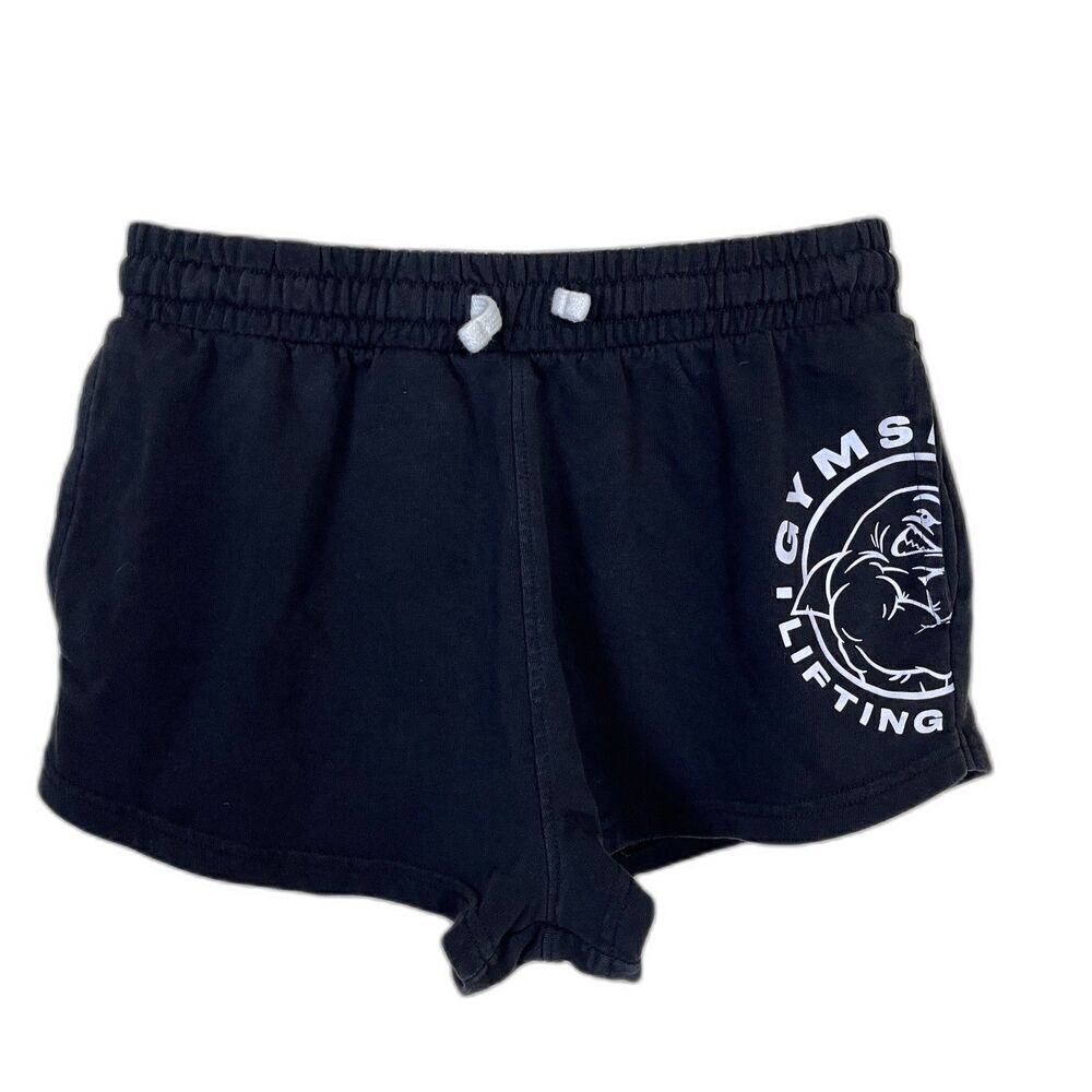 Gymshark Women's Size S Black Legacy Logo Cotton Shorts Lounge Athletic Workout